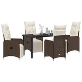 Set da Pranzo per Giardino 5 pcs Marrone polyrattan