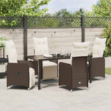 Set da Pranzo per Giardino 5 pcs Marrone polyrattan