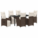 Set da Pranzo per Giardino 7 pcs Marrone polyrattan