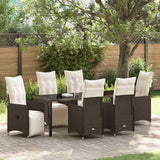 Set da Pranzo per Giardino 7 pcs Marrone polyrattan