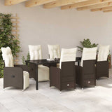 Set da Pranzo per Giardino 7 pcs Marrone polyrattan