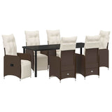 Set da Pranzo per Giardino 7 pcs Marrone polyrattan