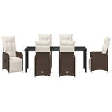 Set da Pranzo per Giardino 7 pcs Marrone polyrattan