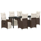 Set da Pranzo per Giardino 7 pcs Marrone polyrattan