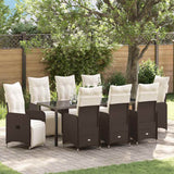 Set da Pranzo per Giardino 9 pcs Marrone polyrattan