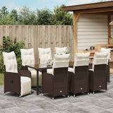 Set da Pranzo per Giardino 9 pcs Marrone polyrattan