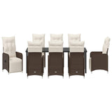 Set da Pranzo per Giardino 9 pcs Marrone polyrattan