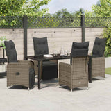 Set da Pranzo per Giardino 5 pcs Grigio polyrattan