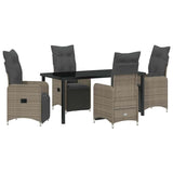 Set da Pranzo per Giardino 5 pcs Grigio polyrattan
