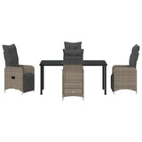 Set da Pranzo per Giardino 5 pcs Grigio polyrattan