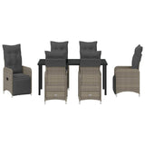 Set da Pranzo per Giardino 7 pcs Grigio polyrattan
