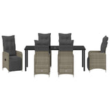 Set da Pranzo per Giardino 7 pcs Grigio polyrattan