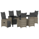 Set da Pranzo per Giardino 7 pcs Grigio polyrattan