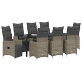 Set da Pranzo per Giardino 9 pcs Grigio polyrattan