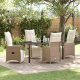 Set da Pranzo per Giardino 5 pcs Beige polyrattan