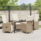 Set da Pranzo per Giardino 5 pcs Beige polyrattan