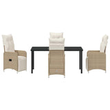Set da Pranzo per Giardino 5 pcs Beige polyrattan