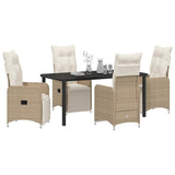 Set da Pranzo per Giardino 5 pcs Beige polyrattan