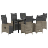 Set da Pranzo per Giardino 7 pcs Beige polyrattan