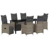 Set da Pranzo per Giardino 7 pcs Beige polyrattan
