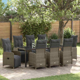Set da Pranzo per Giardino 9 pcs Beige polyrattan