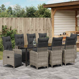 Set da Pranzo per Giardino 9 pcs Beige polyrattan