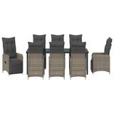Set da Pranzo per Giardino 9 pcs Beige polyrattan