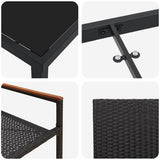 Set da Pranzo per Giardino con cuscino 7 pcs Nero polyrattan