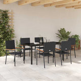 Set da Pranzo per Giardino con cuscino 7 pcs Nero polyrattan