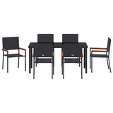 Set da Pranzo per Giardino con cuscino 7 pcs Nero polyrattan
