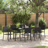 Set da Pranzo per Giardino con cuscino 7 pcs Nero polyrattan