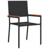 Set da Pranzo per Giardino con cuscino 7 pcs Nero polyrattan
