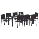 Set da Pranzo per Giardino con cuscino 9 pcs Nero polyrattan
