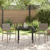 Set da Pranzo per Giardino con cuscino 3 pcs Grigio polyrattan