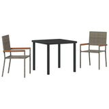 Set da Pranzo per Giardino con cuscino 3 pcs Grigio polyrattan