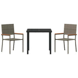 Set da Pranzo per Giardino con cuscino 3 pcs Grigio polyrattan