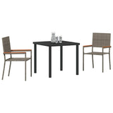 Set da Pranzo per Giardino con cuscino 3 pcs Grigio polyrattan