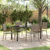 Set da Pranzo per Giardino con cuscino 5 pcs Grigio polyrattan