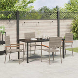 Set da Pranzo per Giardino con cuscino 5 pcs Grigio polyrattan