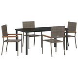 Set da Pranzo per Giardino con cuscino 5 pcs Grigio polyrattan