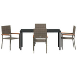 Set da Pranzo per Giardino con cuscino 5 pcs Grigio polyrattan