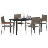 Set da Pranzo per Giardino con cuscino 5 pcs Grigio polyrattan