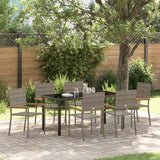Set da Pranzo per Giardino con cuscino 7 pcs Grigio polyrattan