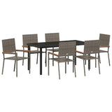 Set da Pranzo per Giardino con cuscino 7 pcs Grigio polyrattan