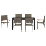 Set da Pranzo per Giardino con cuscino 7 pcs Grigio polyrattan
