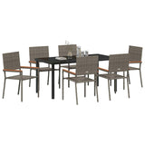 Set da Pranzo per Giardino con cuscino 7 pcs Grigio polyrattan