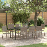 Set da Pranzo per Giardino con cuscino 9 pcs Grigio polyrattan