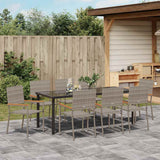 Set da Pranzo per Giardino con cuscino 9 pcs Grigio polyrattan