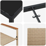 Set da Pranzo per Giardino con cuscino 9 pcs Beige polyrattan