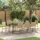 Set da Pranzo per Giardino con cuscino 9 pcs Beige polyrattan